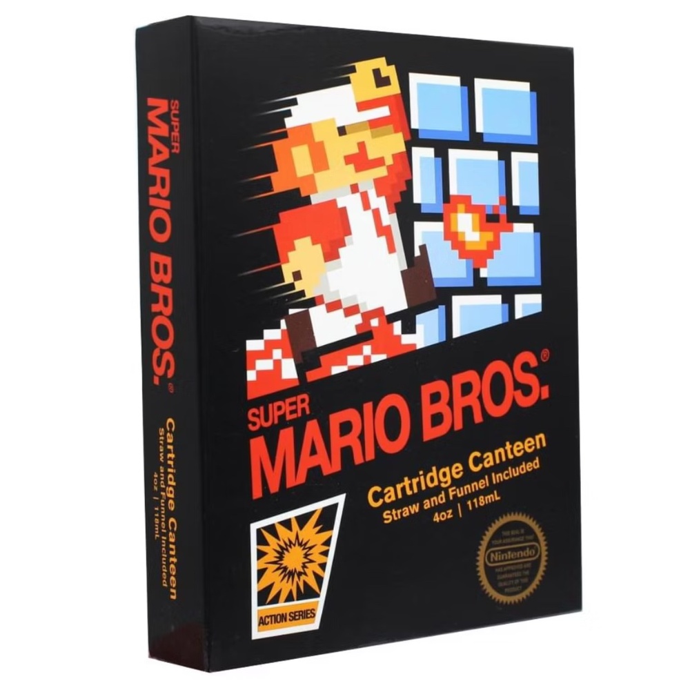 THINKGEEK: Super Mario Bros NES Cartridge 4oz Canteen - Straw & Funnel Incl